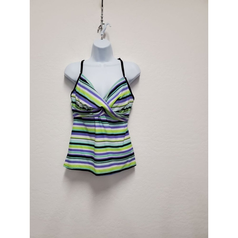 Tankini Top Sz 38D Stripped Multi Color Swimsuit Top Beach Native Underwire